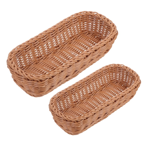 Moluckfu 2Ud Cesta De Plástico Imitación Rattan Chocolate Para Organización De Cubiertos En Cocina