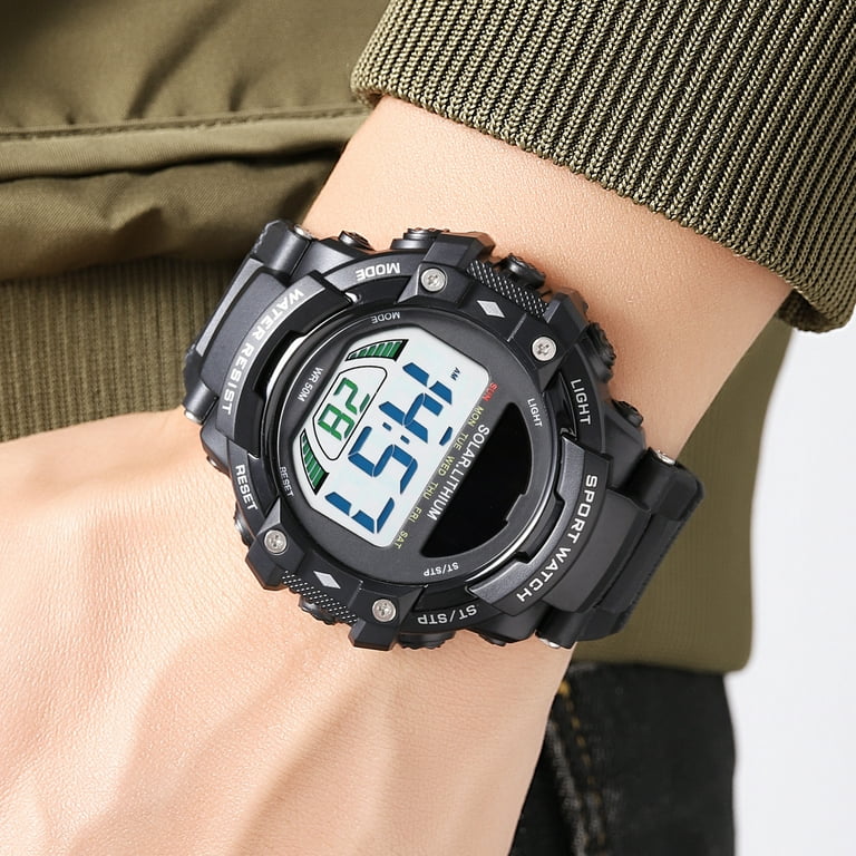 George Mens Solar Digital Wristwatch Plastic Strap 