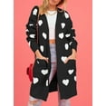 thumbnail image 5 of Musuos Women Open Front Duster Sweaters Heart Print Knitted Fall Cardigans with Pockets, 5 of 9