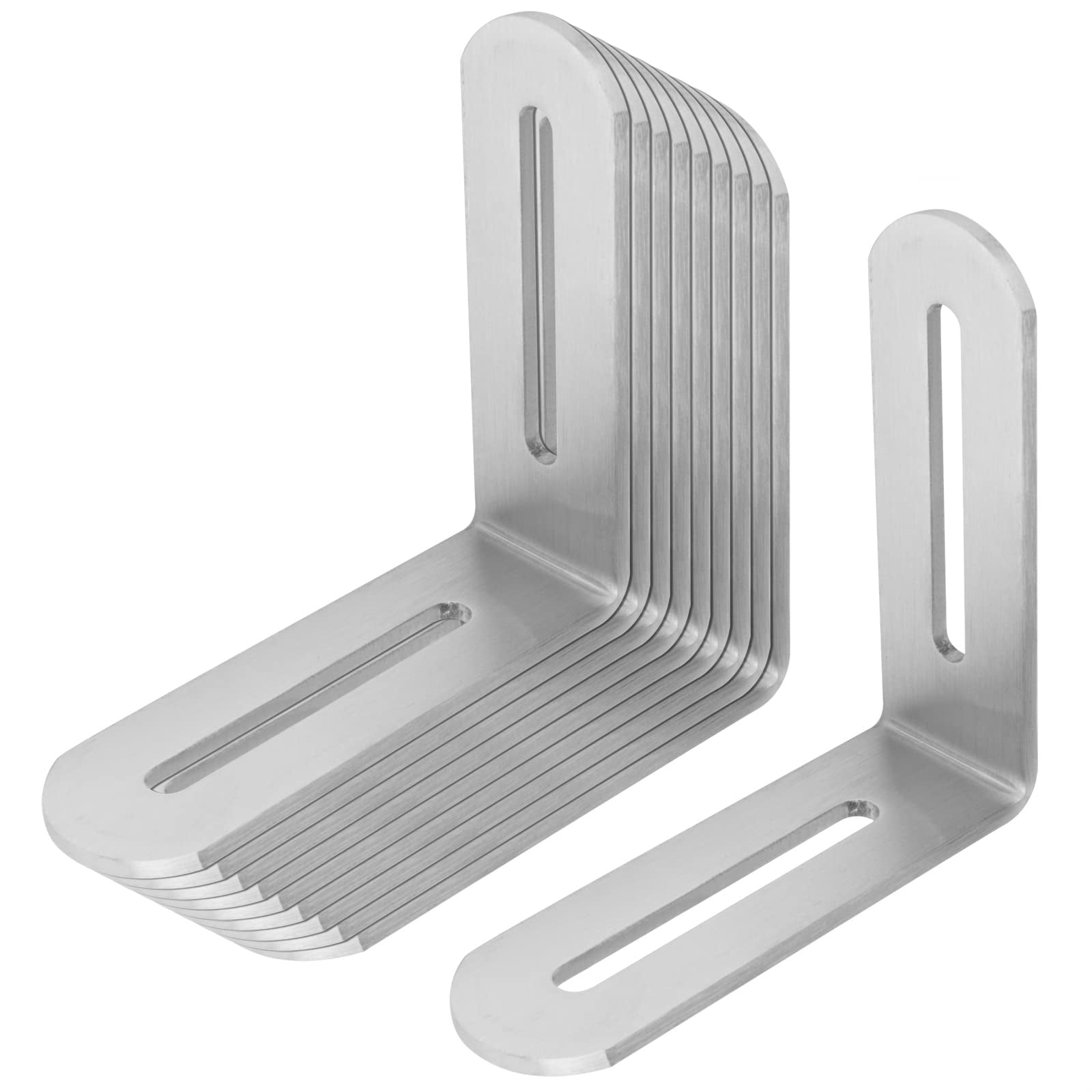 10 Pcs 3 inches Slotted L Corner Bracket, 2.7mm Thickness Stainless