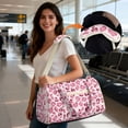 thumbnail image 3 of Garronmavis Pink Leopard Print Large Quilted Duffle Bag for Women, Weekender Travel Carry On Tote with Luggage Sleeve, Overnight Gym Dance Bag with Zipper Pockets, 3 of 7