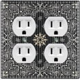 thumbnail image 1 of Metal Light Switch Plate Cover Black Floral Bandana Paisley Tile Pattern TIL046, 1 of 13