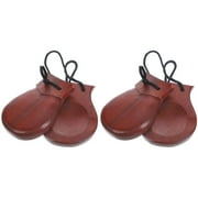 2 Pcs Large Stemless Castanets Percussion Instrument Spanish 1 Wooden Clapper Musical Instruments Without Handle Pear