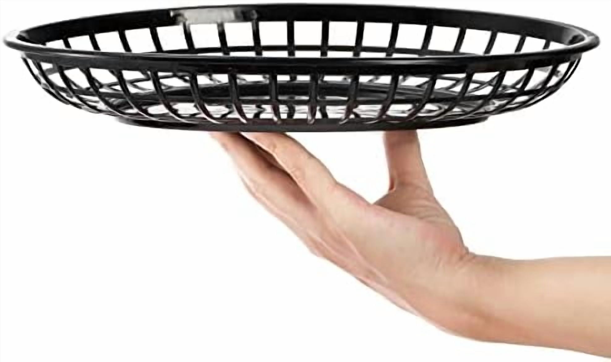 Large Fast Food Baskets, 11.8 x 8.75 Inch, Set of 24, Black - Oval Plastic Food Serving Baskets for Restaurant, Home Kitchen, Office, Party, Picnic$$Home Decor, Kitchen, & Other