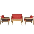 thumbnail image 2 of Patiojoy 4-Piece Patio Acacia Wood Furniture Set Outdoor PE Rattan Conversation Set with Removable Cushions, 2 of 8