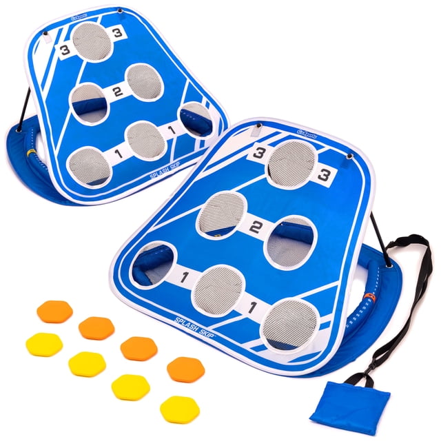 Juego acuático de cornhole GoSports Splash Skip, set flotante