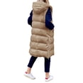 thumbnail image 3 of Genuiskids Womens Puffer Vests Outerwear Long Hooded Button Down Vest Winter Fashion Plus Size Lightweight Long Slim Vest Jacket Sleeveless Hooded Vests, 3 of 4