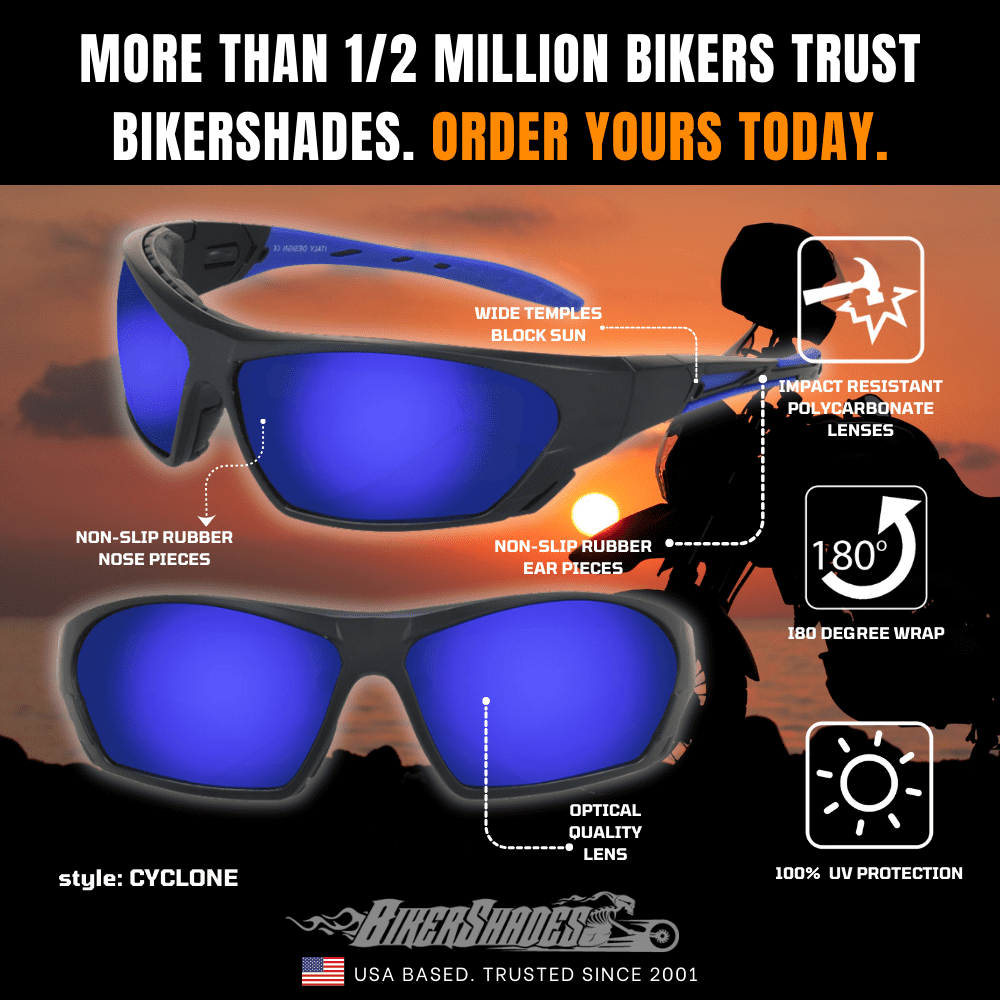 Bikershades Motorcycle Glasses for Men Women Windproof Biker Goggles Foam Cushion