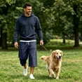thumbnail image 2 of longantii Men's Capri Pant Baggy Below Knee Summer Casual Wide Leg Loose Drawstring 3/4 Pant with Pockets Navy 3XL, 2 of 8