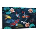 thumbnail image 1 of ARTCANVAS Gold Red Koi Carp Fish Pond Leaves Lotus Flower Canvas Art Print - Size: 18" x 12" (0.75" Deep), 1 of 9