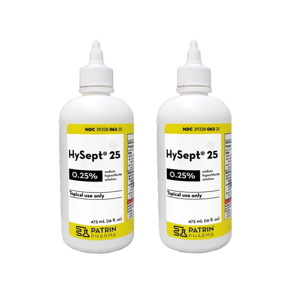 HySept 25 Sodium Hypochlorite Solution 0.25 Percent Antimicrobial Topical Use Only 16 fl oz (Pack of 2)