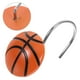 thumbnail image 3 of KAKOWELY 12 ganchos para cortina de ducha con diseño de baloncesto, anillos redondos decorativos para cortinas de baño, protección de la privacidad., 3 of 4
