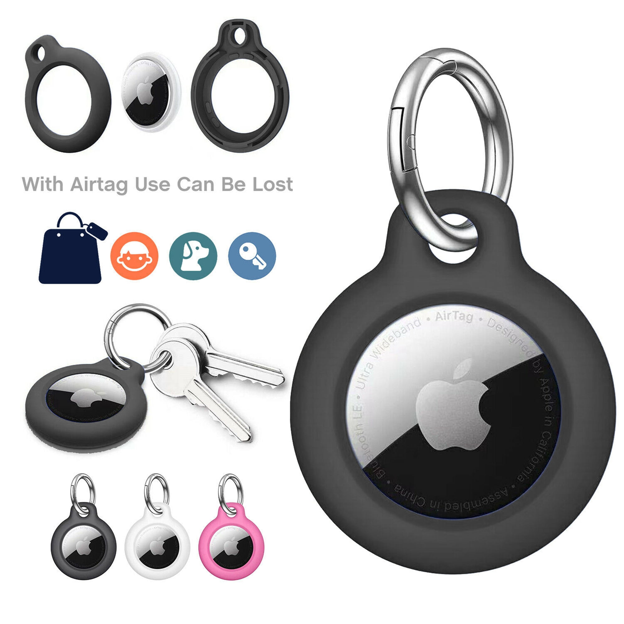 For Apple AirTag Case PC Protective Cover for AirTags Keychain Keyring Anti-lost 