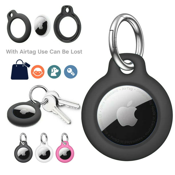 For Apple AirTag Case PC Protective Cover for AirTags 2021 with  KeychainBlack