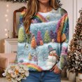 thumbnail image 2 of TTUHYWXI Women's Vintage Colorful Christmas Tree Print Sweatshirt Santa 3D Ugly Christmas Sweater for Women Gift (Light Blue, S), 2 of 6