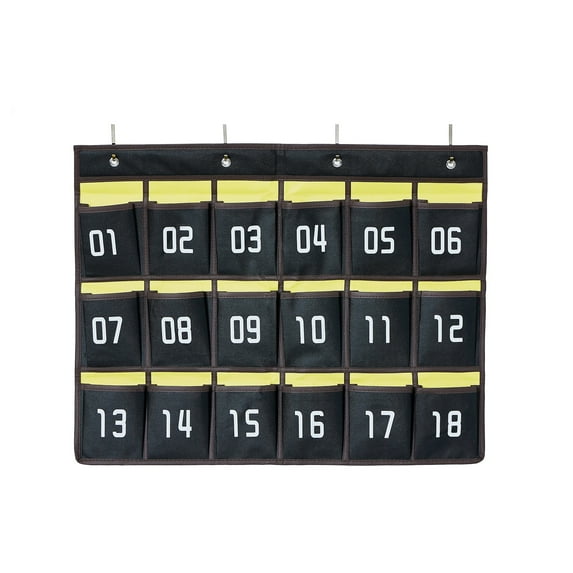 hirigin Non-woven Storage Bag Multi-grid Number Pattern Classroom Sundries Closet Pocket Hanging Phone Bracket with Hooks