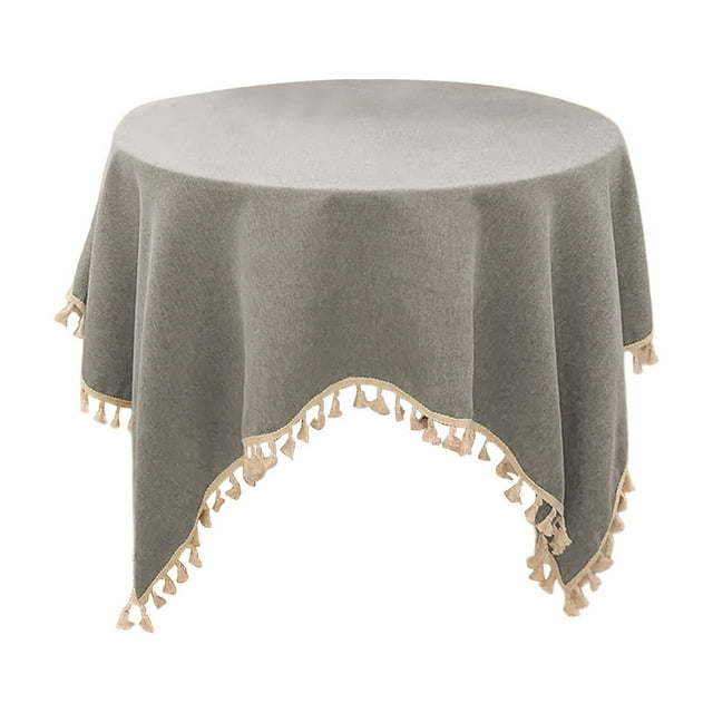Leodye 1PCS Tasseled Waterproof Oil-proof Tablecloth - Rectangular Decorative Mat for Coffee/Dining Tables -35.43x35.43in