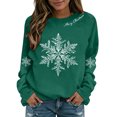 thumbnail image 2 of Christmas Sweatshirts for Women Snowflake Crewneck Long Sleeve Pullover Sweatshirts Holiday Festive Loose Fit Casual Sweatshirts, M, 2 of 5