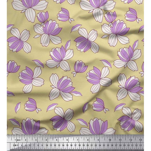 Soimoi Velvet Fabric Petals Floral Print Fabric by The Yard 58 Inch Wide