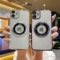 thumbnail image 7 of Compatible with iPhone 11 Magnetic Transparent Case,Luxury Plating Bling Clear Shockproof MagSafe Case with Full Camera Len Protector for iPhone 11 Women Girl Men-Elegant Black, 7 of 7