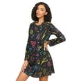 thumbnail image 3 of FORMRS Womens Long Sleeve Nightgowns Crew Neck Sleep Shirt Soft Pajamas Sizes S-3XL, Black Neon Lightning, 3 of 8