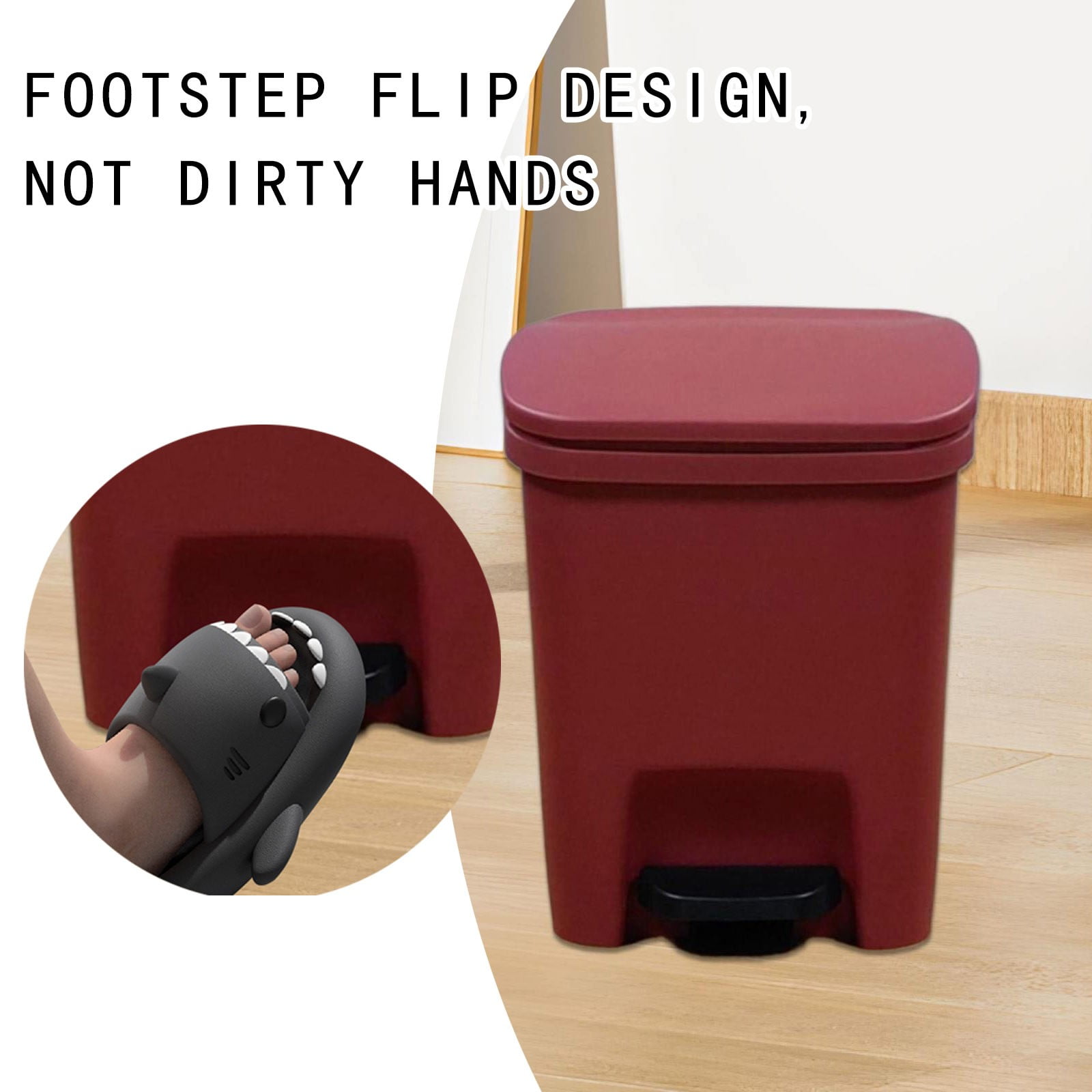 10L Step-On Trash Can, Hands-Free Pedal Garbage Bin with Bag Locking Notches, Linen Texture, Fits 13 Gallon Bags, Black