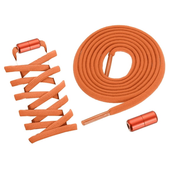 2Pack Elastic Shoe Laces Buckle Lock No Tie Shoelace Turnbuckle Orange
