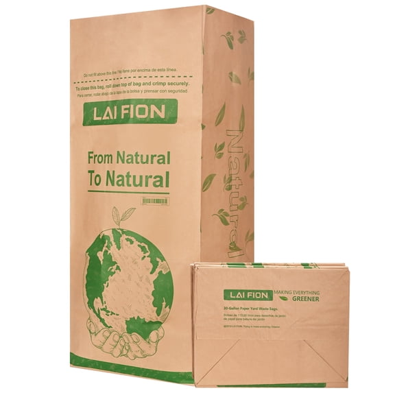 LAI FION 4pcs 30 Gallon Heavy Duty Brown Paper Lawn And Refuse Bags For Home And Garden, Outdoor Camping Foldable Trash Can Portable Camping Garden Bin Bag Reusable Garden Leaves Debris Garbage Bag