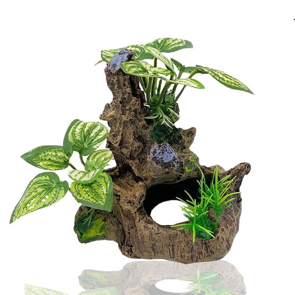 Aquarium Landscaping Decorations Set, Simulation Plastic Plants, Flowers & Rocks Fish Tank Ornament Accessories
