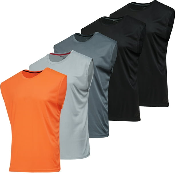 Real Essentials 5 Pack Men's Mesh Active Athletic Tech Tank Top Workout & Training