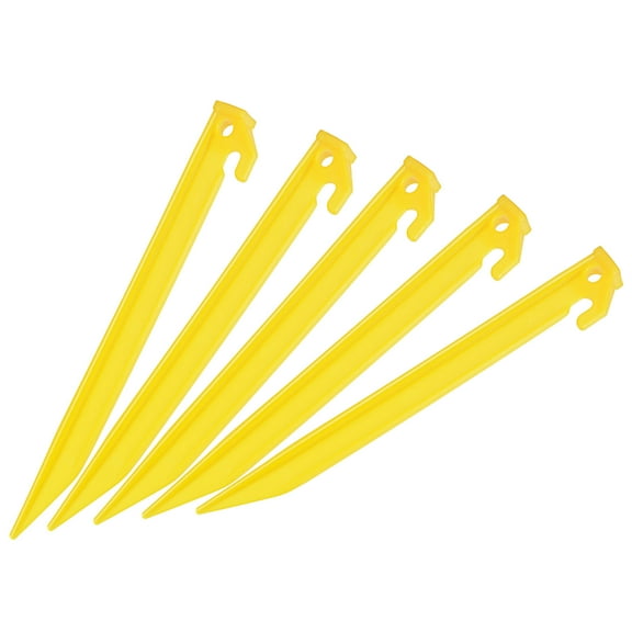Uxcell 23cm/9.1 Inch Plastic Camping Tent Stakes Pegs with Hook Yellow 10 Pack