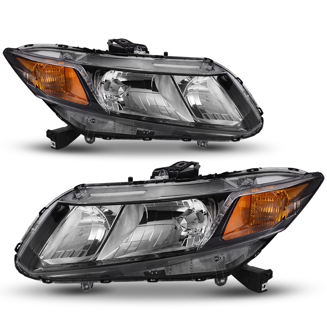 RVNI Black Headlights For 2012-2015 Honda Civic Sedan 4-Door 4Dr 2012 2013 2014 2015