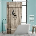 thumbnail image 2 of Western Country Outhouse Barn Door Shower Curtain Rustic Wooden Wood Islam Crescent Moon and Star for Travel Trailer Camping Theme Motor RV Bathroom Stall Shower Curtain Set, Small Size 36X72, 2 of 2