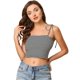 thumbnail image 1 of INSPIRE CHIC Top sin mangas de verano sin mangas con tirantes finos y tirantes finos con lazo a rayas arcoíris para mujer Blanco negro XS, 1 of 6