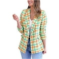 thumbnail image 4 of jsaierl Women's Plaid Blazers Houndstooth Long Sleeve Open Front Lapel Collar Jackets with Pockets, 4 of 7