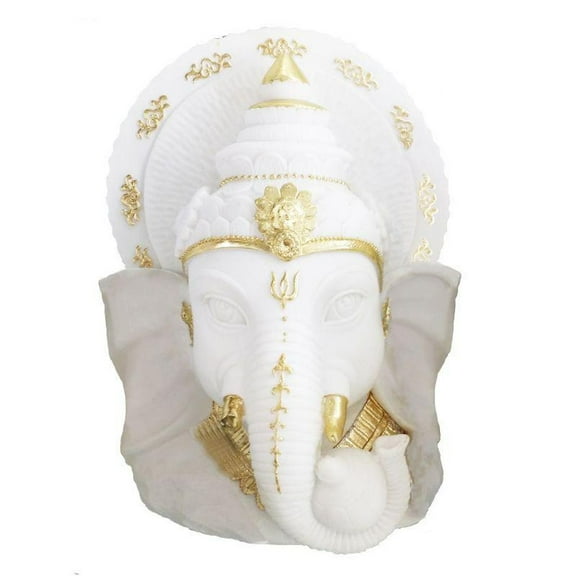 White Ganesh With Gold Accents Figurine
