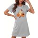 thumbnail image 4 of Camisón corto de talla grande para mujer, camisón de manga corta con estampado de pecho a la moda, camisón para mujer, 4 of 5