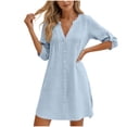 thumbnail image 2 of YueHuiYing Women Beach Cover Ups V Neck Button Down Swimsuit Coverup Swimwear Bathing Suit Cover Up, 2 of 5