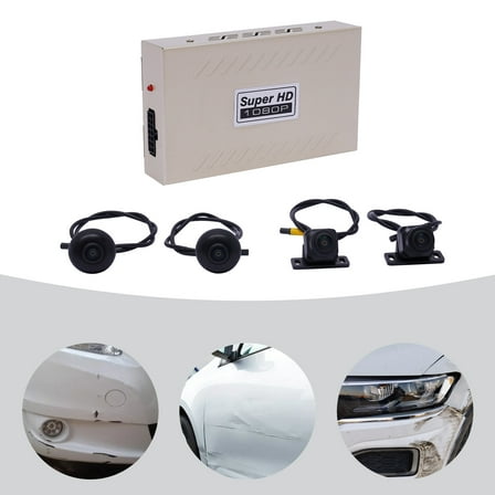 Modern Rectangular Car 360° Universal Bird View Car Vihicle Camera System Kit 720 (h)*480 (v) Pixel 3.2*4.7*1in for Most Sedans, Off-Road Vehicles, RVs,