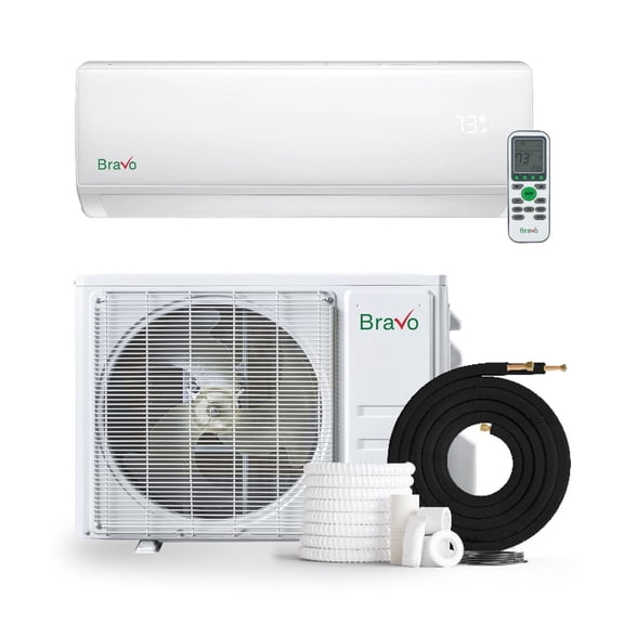 BRAVO 12000 BTU 17 SEER Mini Split AC/ Heating System Pre-Charged Inverter Heat Pump with 13ft Installation Kit Smart kit Included