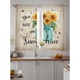 thumbnail image 4 of Sunflower Sheer Curtains 2 Panels Set You Are My Sunshine Yellow Flower Bee Plant Retro Lihgt Filtering Rod Pocket Voile Drape, Semi Sheer Window Curtains for Bedroom Living Room, 52"x63", 4 of 5