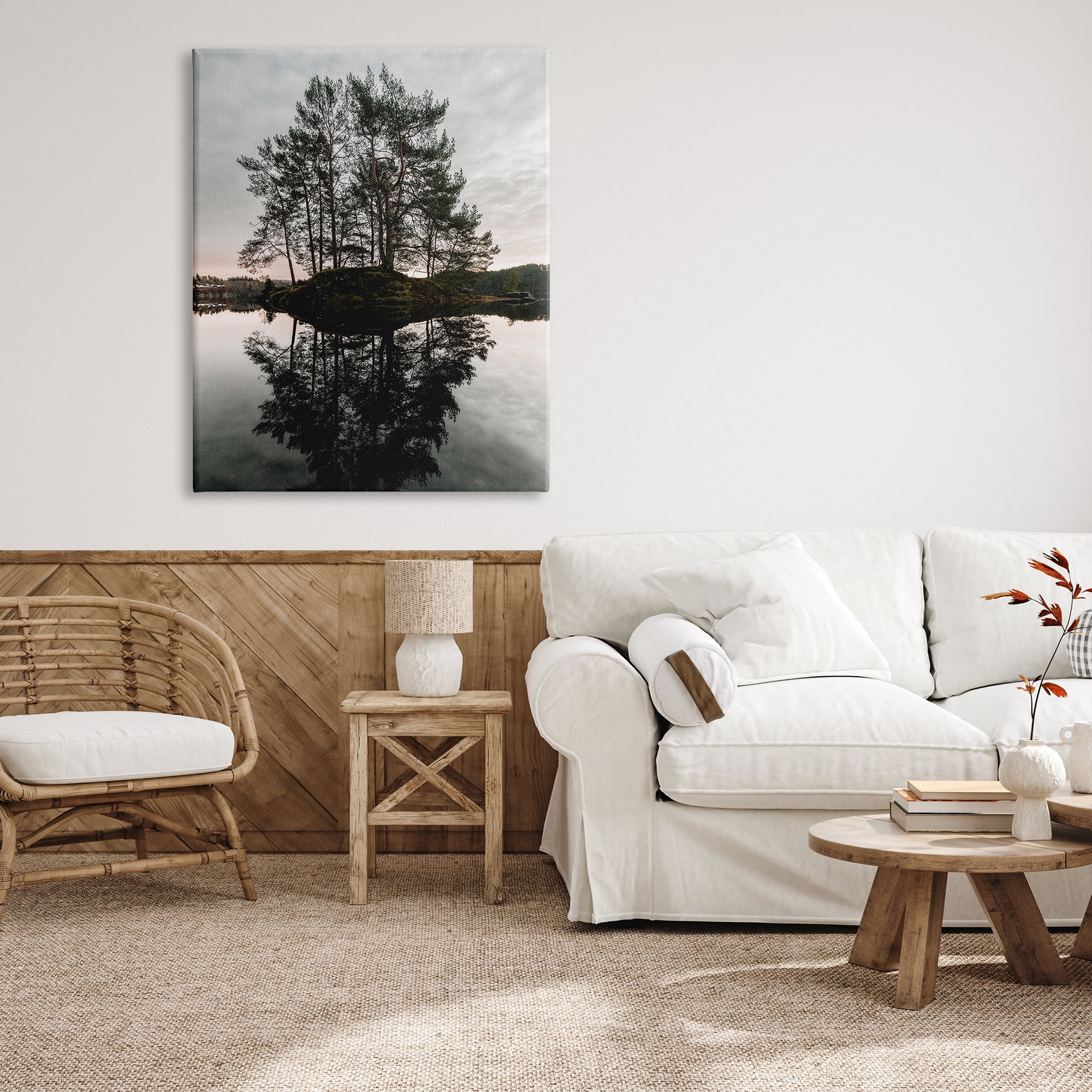 Stupell Industries Tree on Lake Landscape Nature Photography Gallery Wrapped Canvas Print Wall Art, 36 x 48