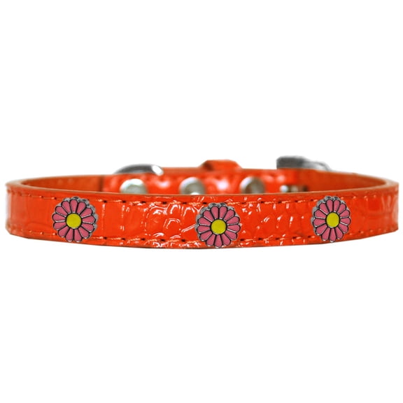 Dog, Puppy Pet Designer Croc Widget Collar, "Pink Daisies"