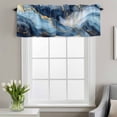 thumbnail image 2 of Abstract Marble Window Valance for Kitchen, Luxury Gorgeous Blue Gold Ocean Rod Pocket Short Curtain for Small Windows, Light Filtering Decorative Valance, 42 x 18 Inch, 1 Panel, 2 of 9