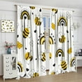 thumbnail image 4 of Bee Curtain Boho Rainbow Cute Bees Blackout Print Rod Pocket Window Drapes for Bedroom Living Room 52x84in, 4 of 6