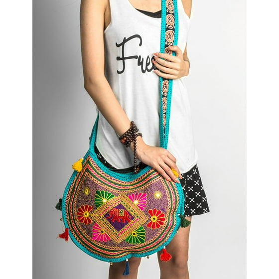 Tribe Azure - Hippie Sling Handmade Crossbody Bag Boho Chic Patchwork ...