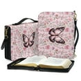 thumbnail image 3 of ZUXONGSY Butterfly Flower Print Bible Covers for Women Waterproof Faux Leather Portable Bible Case Bag with Handle and Shoulder Strap Lightweight Makeup Organizer, XL, 3 of 7