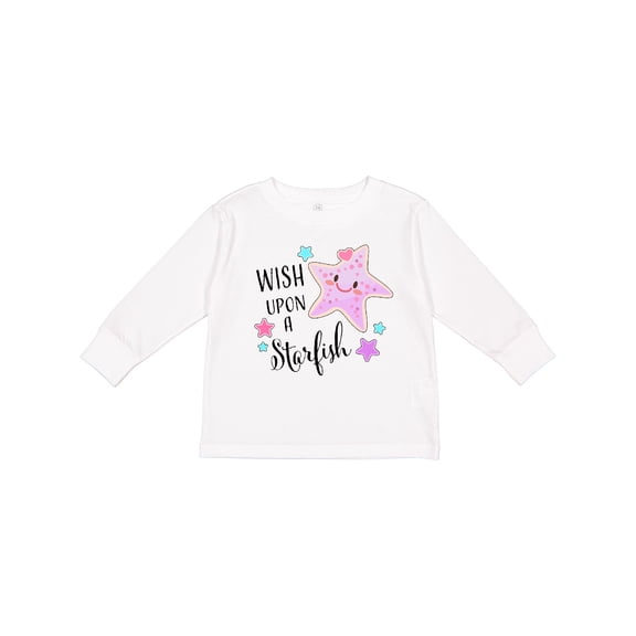 Inktastic Wish Upon a Starfish- Cute Boys or Girls Long Sleeve Toddler T-Shirt