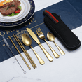 thumbnail image 2 of ReaNea Gold Portable Utensils, Stainless Steel Travel Camping Cutlery Flatware Silverware Set 8 Piece, 2 of 9