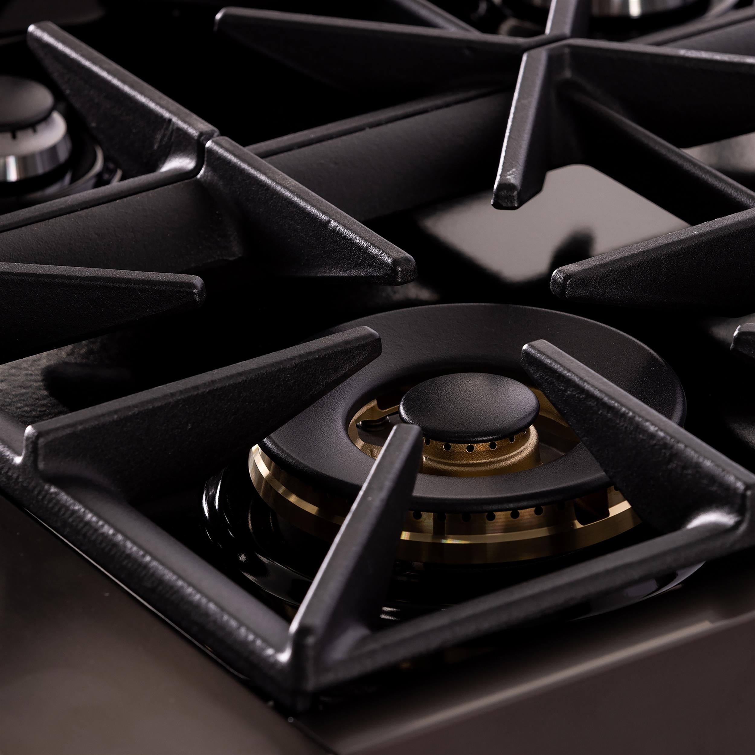 48 in. 8 Burners Dual Fuel Range for Natural Gas in Dark Stainless steel.